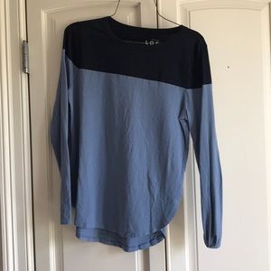 Long sleeve two tone blue shirt
